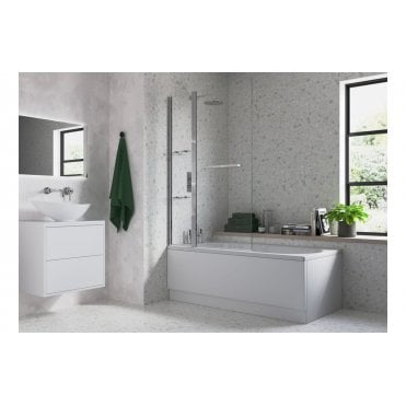 Two Panel Folding Bath Screen - Chrome