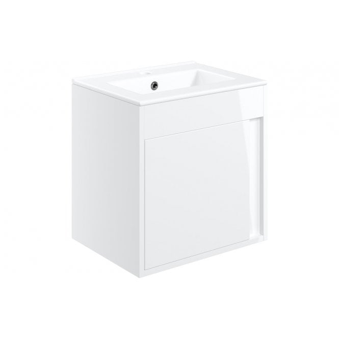 Plumb Warehouse Ubino 510mm Wall Hung Unit Inc. Basin - White Gloss
