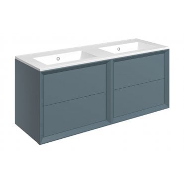 Venetti 1210mm Wall Hung 4 Drawer Basin Unit and 0 Tap Holes Thin Edge Basin (Choose Finish)