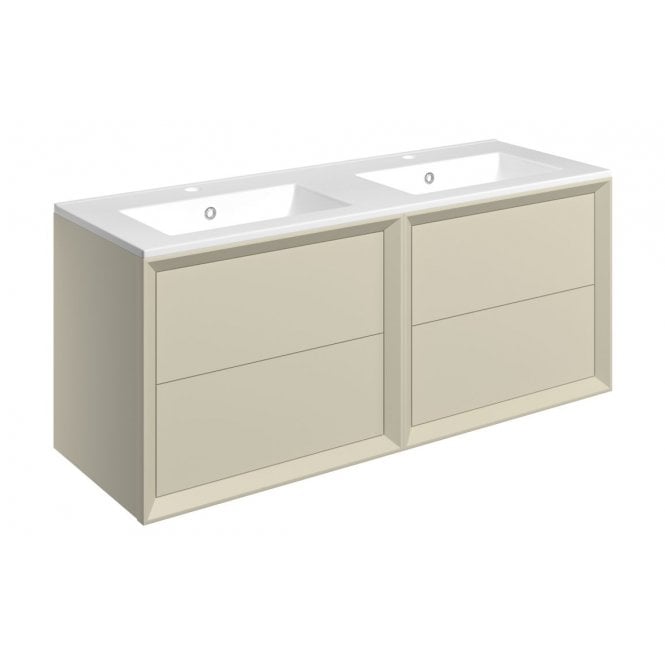 Plumb Warehouse Venetti 1210mm Wall Hung 4 Drawer Basin Unit and 2 Tap Holes Thin Edge Basin (Choose Finish)