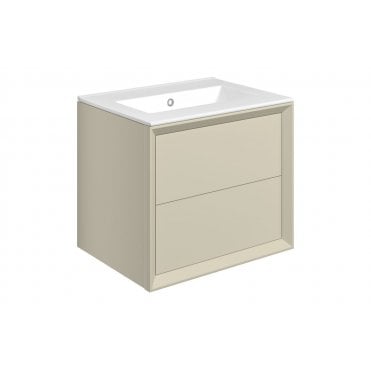 Venetti 615mm Wall Hung 2 Drawer Basin Unit and 0 Tap Holes Thin Edge Basin (Choose Finish)