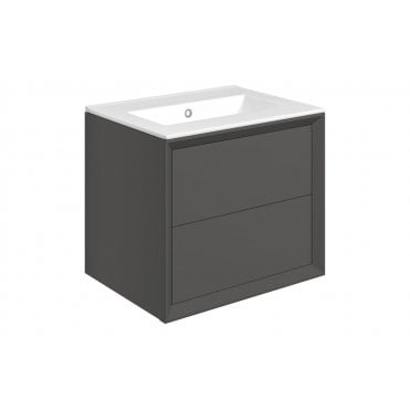 Venetti 615mm Wall Hung 2 Drawer Basin Unit and 0 Tap Holes Thin Edge Basin (Choose Finish)