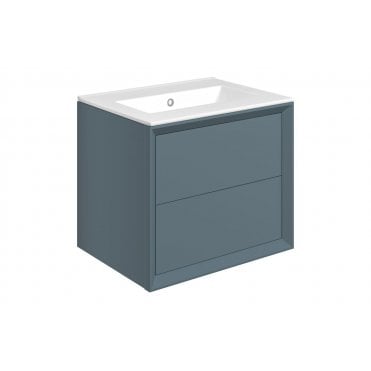 Venetti 615mm Wall Hung 2 Drawer Basin Unit and 0 Tap Holes Thin Edge Basin (Choose Finish)
