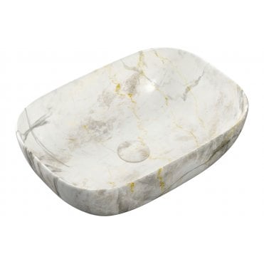 Vernazza 460x330mm Ceramic Washbowl - White Marble Effect