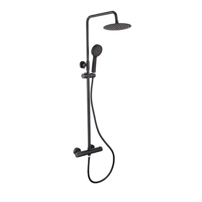 Plumb Warehouse  Yes Bar Shower Mixer with Integral Fixed Head and Shower Kit - Black