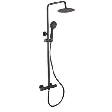 Plumb Warehouse Yes Bar Shower Mixer with Integral Fixed Head and Shower Kit - Black