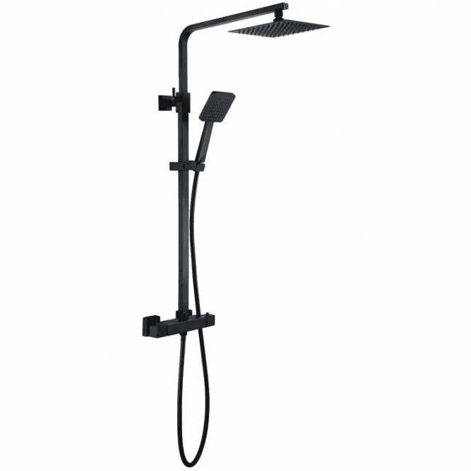 Plumb Warehouse  Yes Thermostatic Square Bar Mixer Shower with Shower Kit - Matt Black