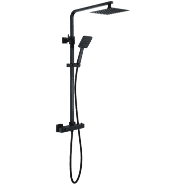 Plumb Warehouse Yes Thermostatic Square Bar Mixer Shower with Shower Kit - Matt Black