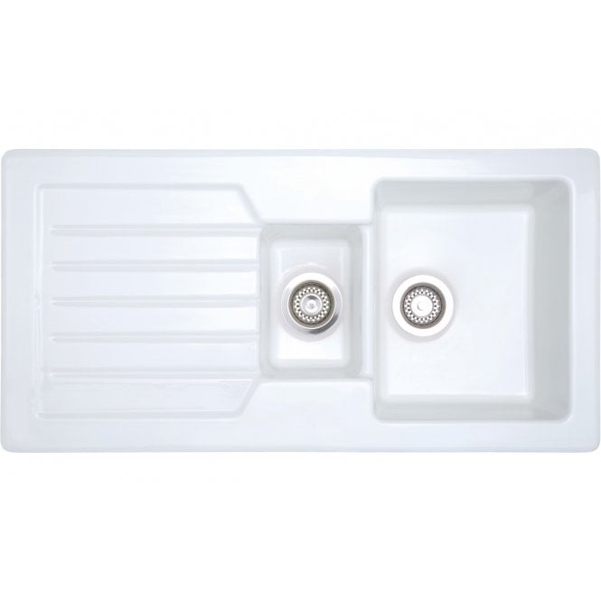 Prima  1.5 Bowl 1D Reversible Inset Ceramic Sink - White