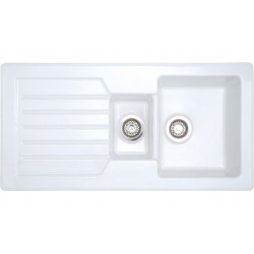 Prima 1.5 Bowl 1D Reversible Inset Ceramic Sink - White