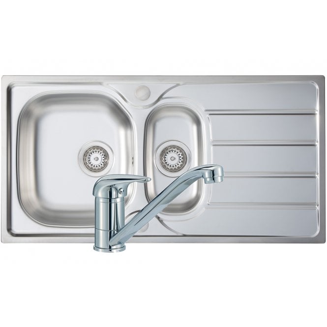 Prima  1.5 Bowl 965x500mm Stainless Steel Sink and Single Lever Tap Pack