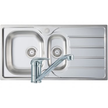 Prima 1.5 Bowl 965x500mm Stainless Steel Sink and Single Lever Tap Pack