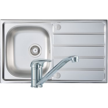 Prima 1 Bowl 800x500mm Stainless Steel Sink and Single Lever Tap Pack