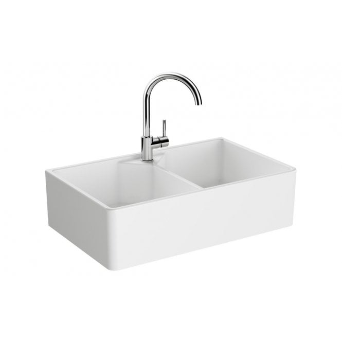 Prima  2 Bowl Belfast Ceramic Sink (Inc. Waste) - White