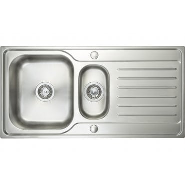 Prima Deep 1.5 Bowl and Drainer Inset Sink - Polished Steel