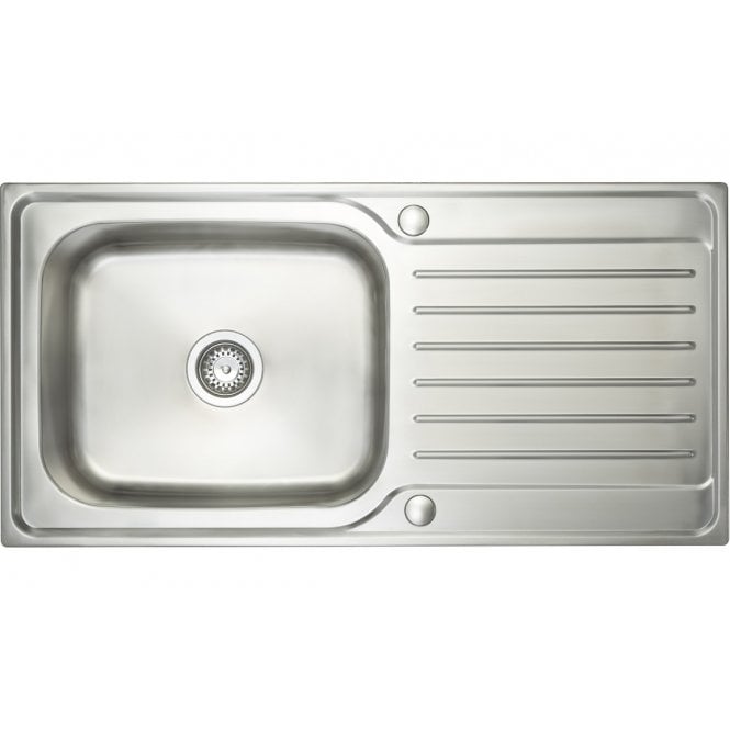 Prima  Deep 1 Bowl and Drainer Inset Sink - Polished Steel