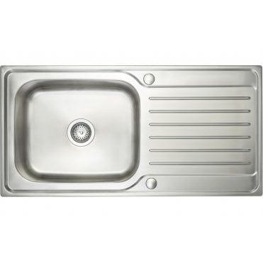 Prima Deep 1 Bowl and Drainer Inset Sink - Polished Steel