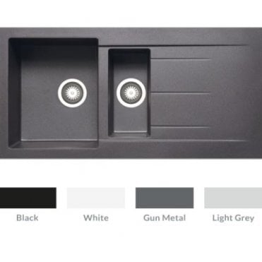 Prima+ Granite 1.5 Bowl and Drainer Inset Sink - Available in 4 Finishes