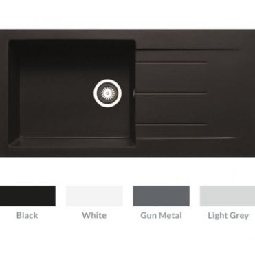 Prima+ Granite 1 Bowl and Drainer Inset Sink - Available in 4 Finishes