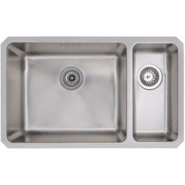 Prima Large 1.5 Bowl R25 LH Undermount Sink - St/Steel