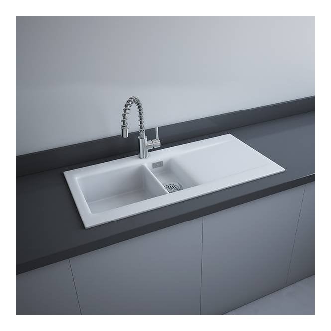 RAK Ceramics RAK-Ceramics Dream 1 Slim 1.5 Bowl Kitchen Sink 101cm, Matt (Choose Finish)