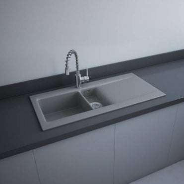 RAK-Ceramics Dream 1 Slim 1.5 Bowl Kitchen Sink 101cm, Matt (Choose Finish)