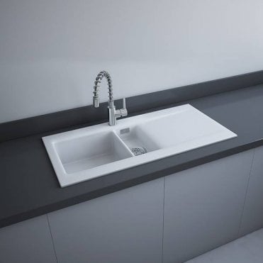 RAK-Ceramics Dream 1 Slim 1.5 Bowl Kitchen Sink 101cm, Matt (Choose Finish)