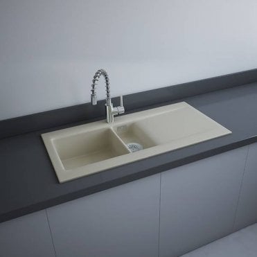 RAK-Ceramics Dream 1 Slim 1.5 Bowl Kitchen Sink 101cm, Matt (Choose Finish)