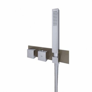 RAK-Ceramics Feeling Square Horizontal Dual Outlet Thermostatic Shower Valve (Choose Finish)