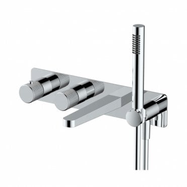 RAK Amalfi Two Outlet Horizontal Thermostatic Concealed Shower Valve with Handset and Bath Spout