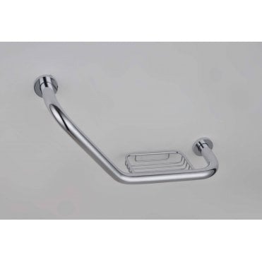 RAK Angled Grab Rail with Integrated Soap Dish Silver