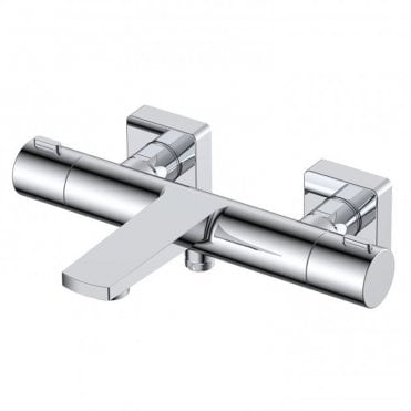 RAK Blade Wall Mounted Exposed Thermostatic Bath Shower Mixer Tap Chrome