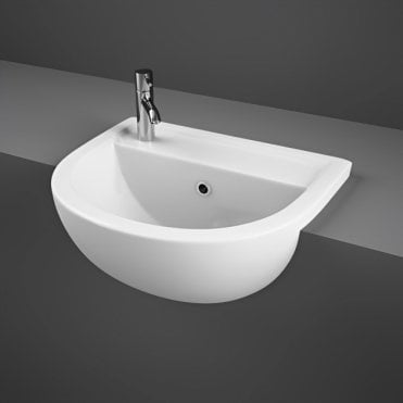 RAK Compact 400mm Semi Recessed Basin 1 Left Hand TH White