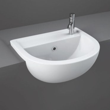 RAK Compact 400mm Semi Recessed Basin 1 Right Hand TH White