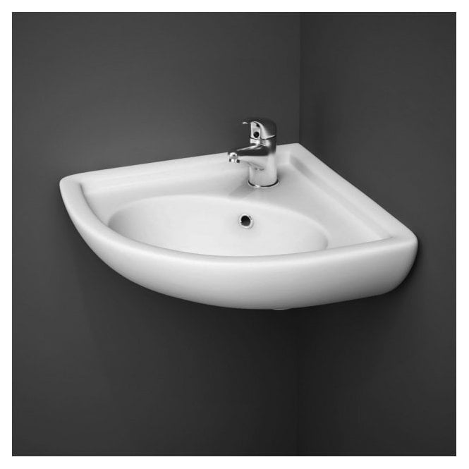 RAK Ceramics RAK Compact 440mm Corner Wall Hung Basin 1 Tap HoleWhite