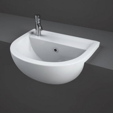 RAK Compact 450mm Semi Recessed Basin 1 Left Hand TH White