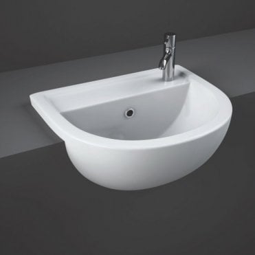 RAK Compact 450mm Semi Recessed Basin 1 Right Hand TH White
