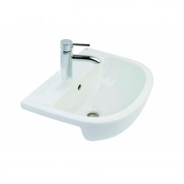 RAK Compact 450mm Semi Recessed Basin 2 Tap HolesWhite