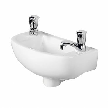 RAK Compact 450mm Slimline Wall Hung Basin 2 Tap HolesWhite