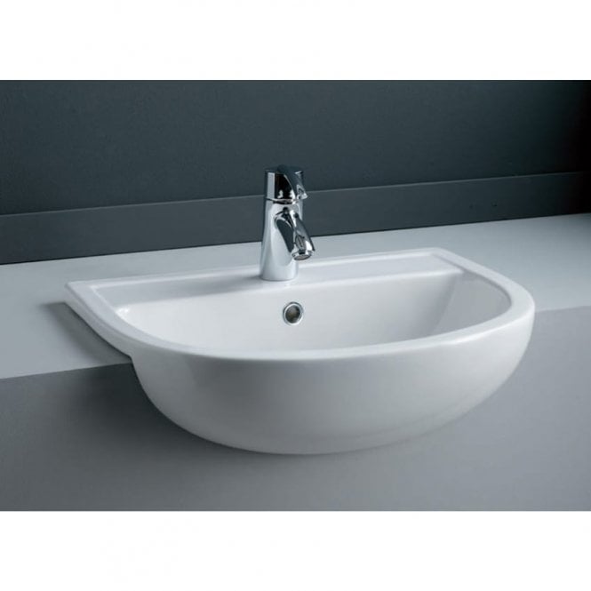 RAK Ceramics RAK Compact 550mm Semi Recessed Basin 1 Tap HoleWhite