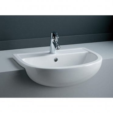 RAK Compact 550mm Semi Recessed Basin 1 Tap HoleWhite