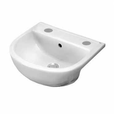 RAK Compact 550mm Semi Recessed Basin 2 Tap HolesWhite