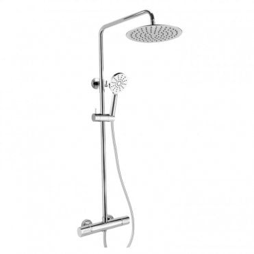 RAK Compact Thermostatic Round Bar Mixer Shower with Shower Kit and Fixed Head Chrome