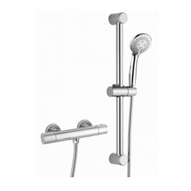 RAK Ceramics RAK Cool Touch Round Exposed Thermostatic Shower Valve with Slide Rail Kit 580mm High Chrome