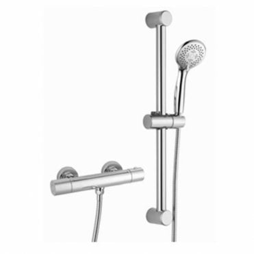 RAK Cool Touch Round Exposed Thermostatic Shower Valve with Slide Rail Kit 580mm High Chrome