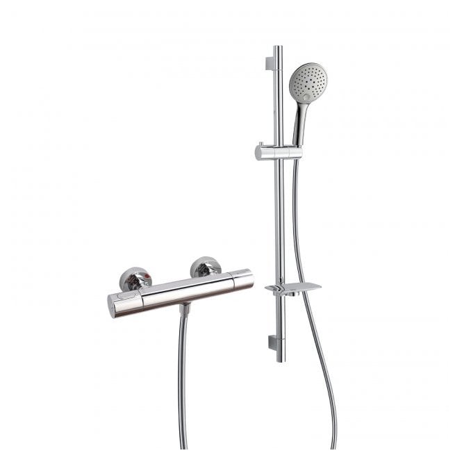 RAK Ceramics RAK Cool Touch Round Exposed Thermostatic Shower Valve with Slide Rail Kit Chrome