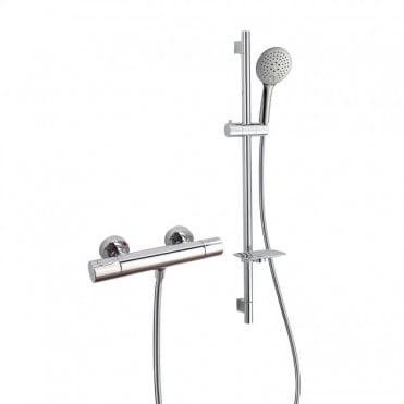 RAK Cool Touch Round Exposed Thermostatic Shower Valve with Slide Rail Kit Chrome
