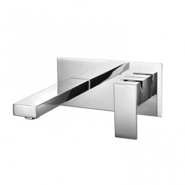 RAK Cubis Wall Mounted Basin Mixer Tap with Back Plate Chrome