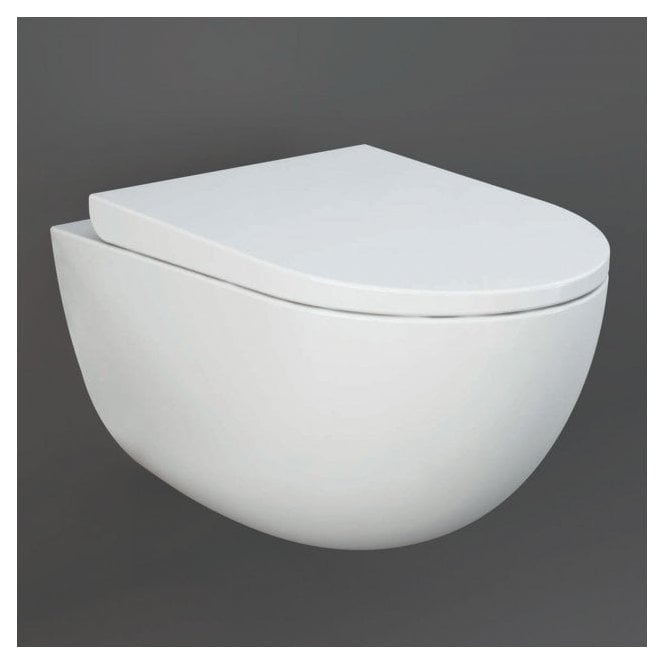 RAK Ceramics Rak Des Rimless Comfort Height Wall Hung Toilet With Fixing and Soft Close Uria Seat White