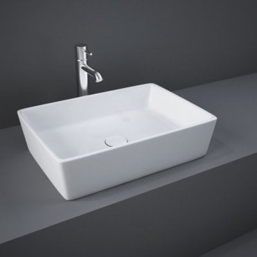 RAK Feeling Rectangular Countertop Basin 500mm Wide 0 Tap HolesWhite